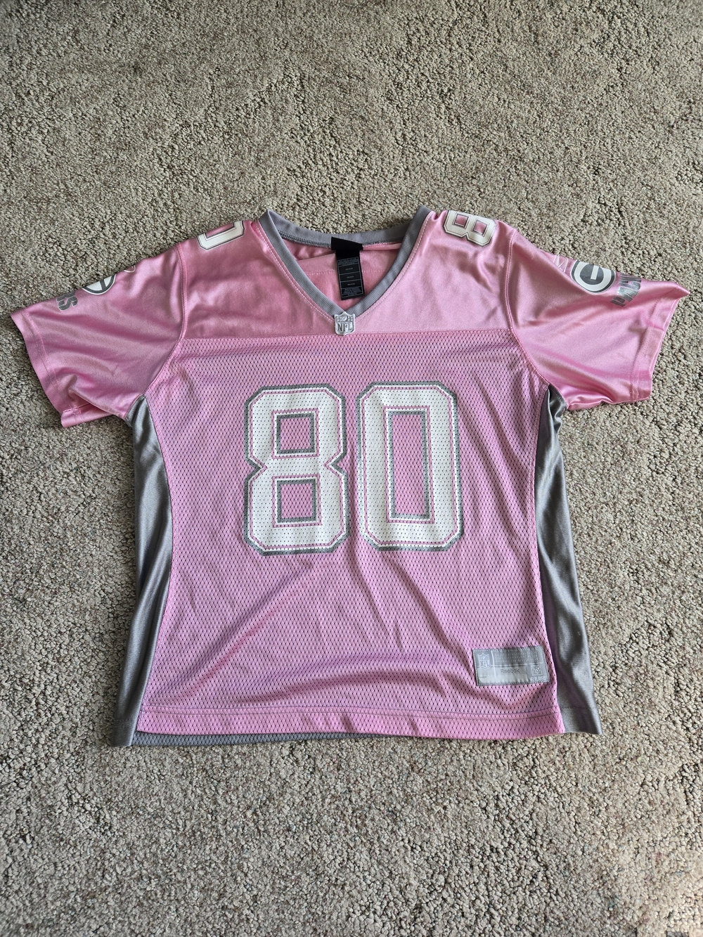 Reebok Women's Pink NFL Green Bay Packers Jersey with Gray Trim